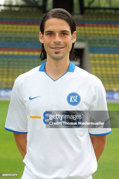 Stefan Buck is seen during the Second Bundesliga team presentation of Karlsruher SC at the Wildpark Stadium on July 8, 2009 in Karlsruhe, Germany.