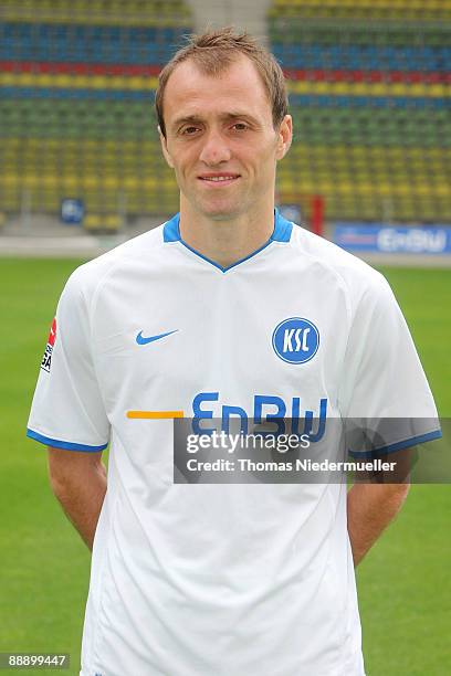 Alexander Iashvili is seen during the Second Bundesliga team presentation of Karlsruher SC at the Wildpark Stadium on July 8, 2009 in Karlsruhe,...