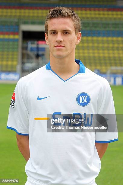 Simon Zoller poses during the Second Bundesliga team presentation of Karlsruher SC at the Wildpark Stadium on July 8, 2009 in Karlsruhe, Germany.