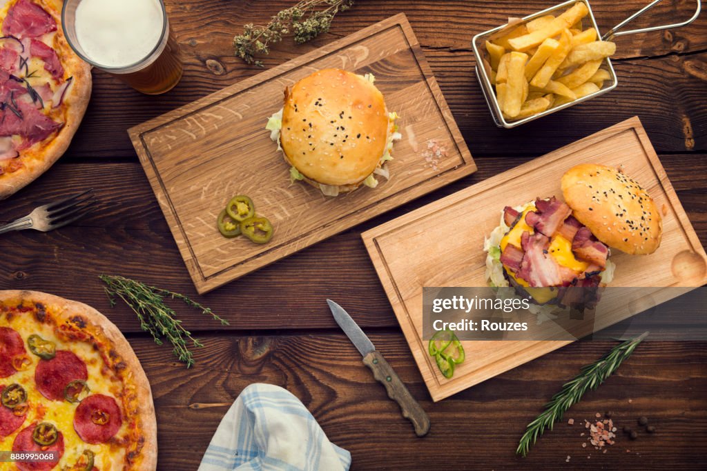 Lots of food on table