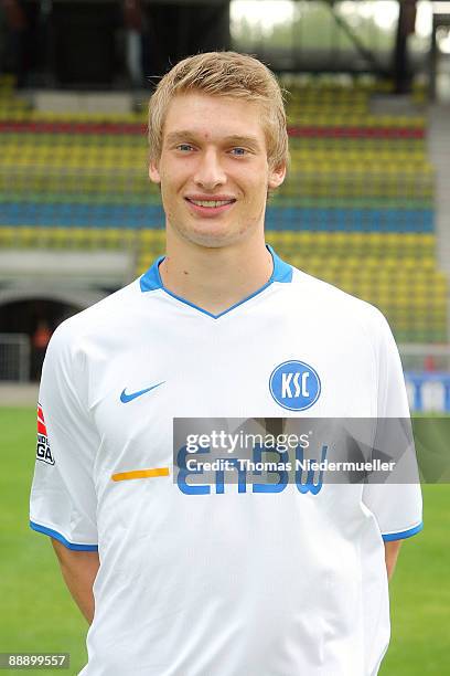 Michael Blum poses during the Second Bundesliga team presentation of Karlsruher SC at the Wildpark Stadium on July 8, 2009 in Karlsruhe, Germany.