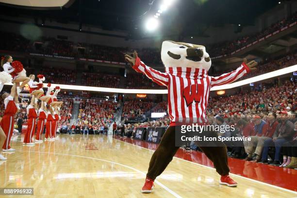 Wisconsin mascot Bucky Badger during a college basketball game between the University of Wisconsin Badgers and the Marquette University Golden Eagles...