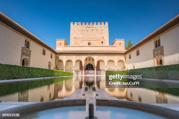 the alhambra palace, granada, spain - alhambra and granada stockfoto's en -beelden