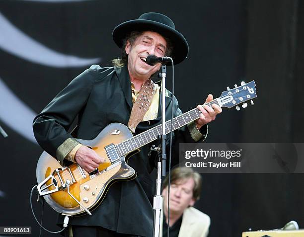 Bob Dylan performs during the 2009 Rothbury Music Festival on July 5, 2009 in Rothbury, Michigan.