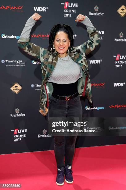 Amanda Murray aka She-Raw attends the 1Live Krone radio award at Jahrhunderthalle on December 07, 2017 in Bochum, Germany.