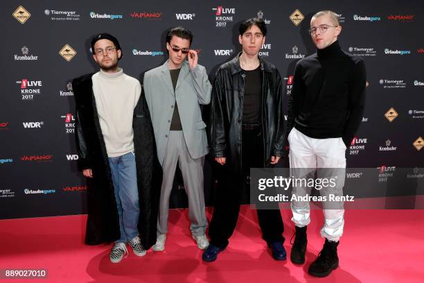 Tim Boening and Maurice Ernst and attends the 1Live Krone radio award at Jahrhunderthalle on December 07, 2017 in Bochum, Germany.