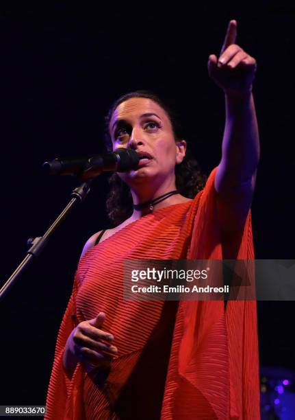 Israeli singer Achinoam Nini, also known as Noa performs live on stage during Noa e Band In Love Medicine - La Musica Dei Cieli @OGR on December 9,...