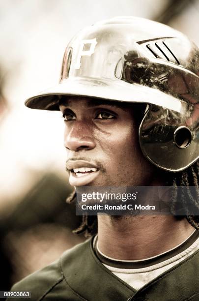 Andrew McCutchen of the Pittsburgh Pirates during batting practice before a MLB game against the Florida Marlins at LandShark Stadium on July 3, 2009...