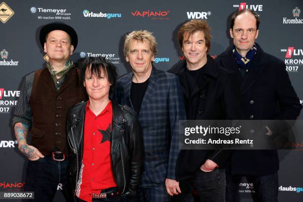 Andreas von Holst, Stephen George Ritchie, Andreas Meurer, Campino and Michael Breitkopf of the band 'Die Toten Hosen' attend the 1Live Krone radio...