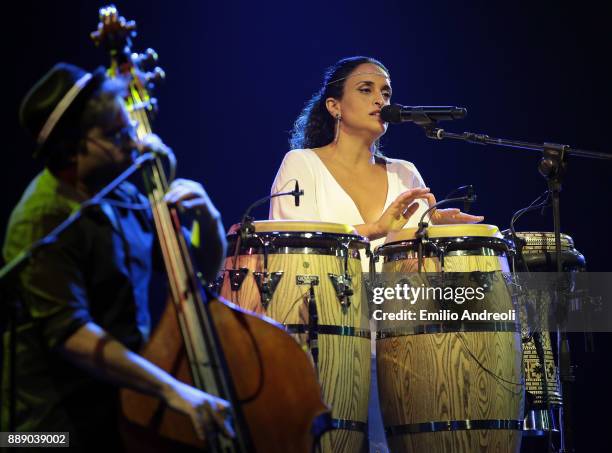 Israeli singer Achinoam Nini, also known as Noa performs live on stage during Noa e Band In Love Medicine - La Musica Dei Cieli @OGR on December 9,...