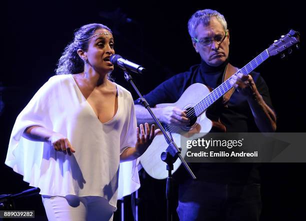 Israeli singer Achinoam Nini, also known as Noa performs live on stage during Noa e Band In Love Medicine - La Musica Dei Cieli @OGR on December 9,...