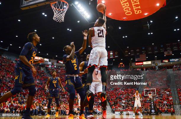 Malik Pope of San Diego State shoots the ball in the first half against California at Viejas Arena on December 9, 2017 in San Diego, California.