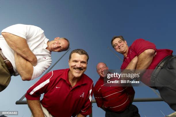 Where Are They Now: Portrait of Alabama linemen who made Goal Line Stand during 1979 Sugar Bowl Marty Lyons, Barry Krauss, Rich Wingo and Murray Legg...