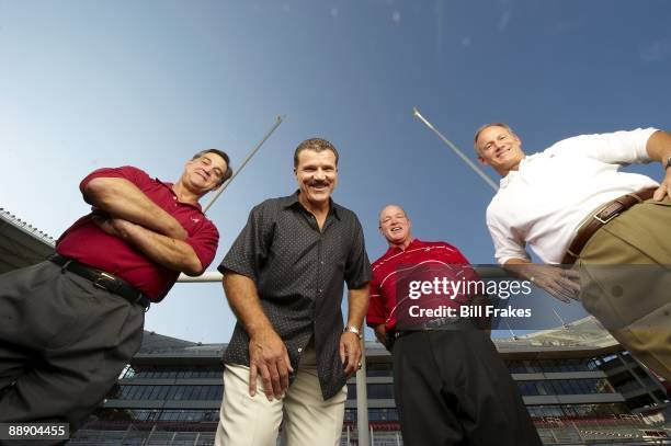 Where Are They Now: Portrait of Alabama linemen who made Goal Line Stand during 1979 Sugar Bowl Murray Legg, Barry Krauss, Rich Wingo, and Marty...