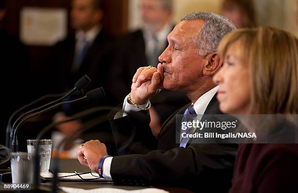Charles Bolden, nominee for NASA Administrator, and Lori Garver, nominee to be his deputy, attend their confirmation hearing before the Senate...