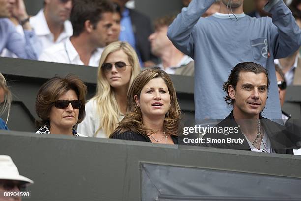 Miroslava Federer, wife of Switzerland Roger Federer during Men's Finals match vs USA Andy Roddick at All England Club. View of Roddick's wife,...