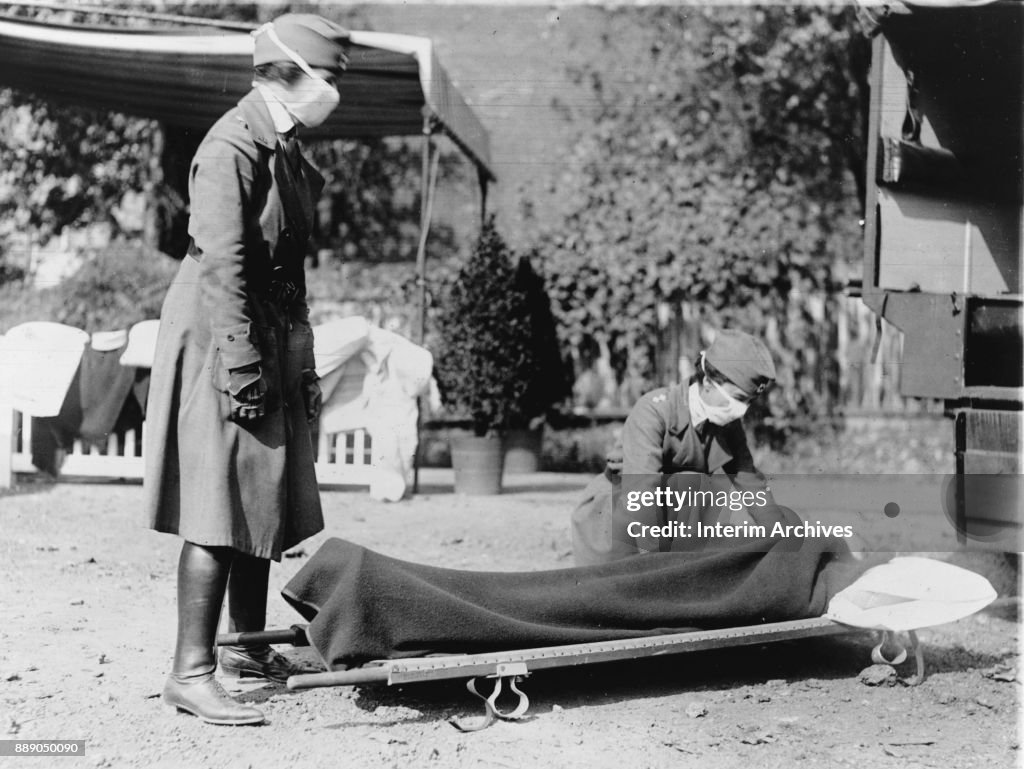 Red Cross Motor Corps With A Stretcher