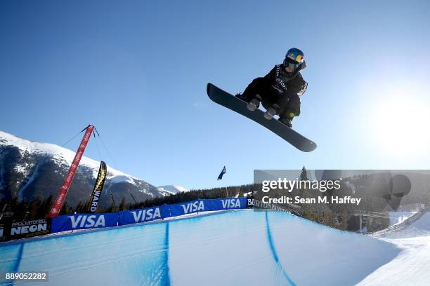 Louie Vito of the United States competes in the finals of the FIS Snowboard World Cup 2018 Men's Snowboard Halfpipe during the Toyota U.S. Grand Prix...