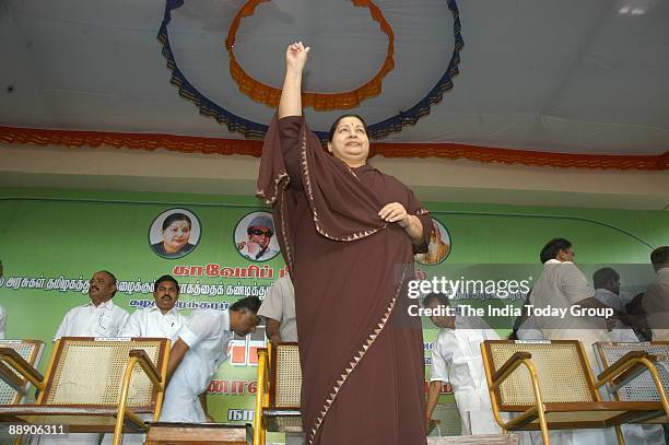 Jayalalitha, former Chief Minister of Tamil Nadu and President of All India Anna Dravida Munetra Khazagam along with V Gopalaswamy , MDMK leader and...