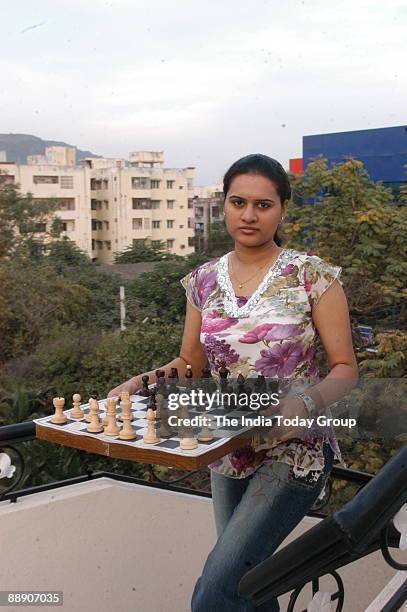 Koneru Humpy, Indian Chess Player and former World Champion at her Residence in Vijayawada, Andhra Pradesh, India