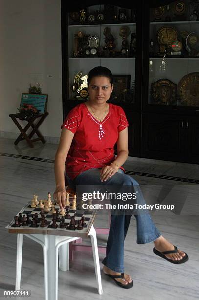 Koneru Humpy, Indian Chess Player and former World Champion at her Residence in Vijayawada, Andhra Pradesh, India