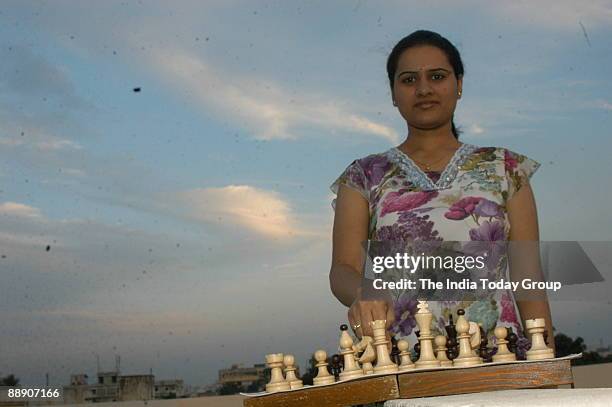 Koneru Humpy, Indian Chess Player and former World Champion at her Residence in Vijayawada, Andhra Pradesh, India