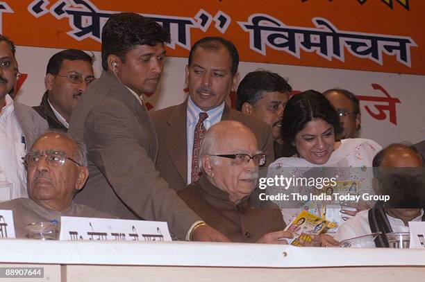 Lal Krishna Advani, Former President of Bharatiya Janata Partry and Former Deputy Prime Minister along with Vijay Goel, Former Union Minister and...