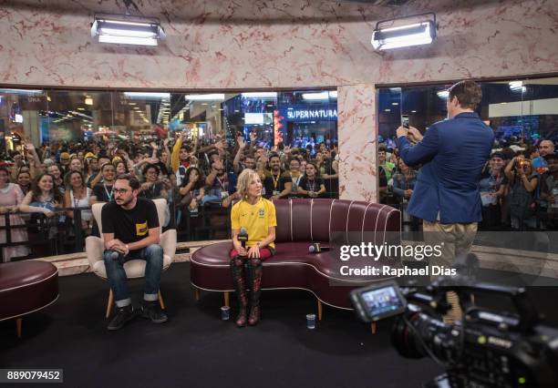 Actress Lin Shaye and producer Jason Blum attends the Brazil Comic Con 2017, Insidious: The Last Key Omelete Booth at the Brazil Comic Con 2017 on...