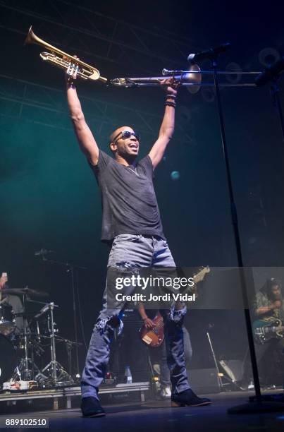 Trombone Shorty performs on stage during Festival Internacional de Jazz de Barcelona at Sala Razzmatazz on December 9, 2017 in Barcelona, Spain.