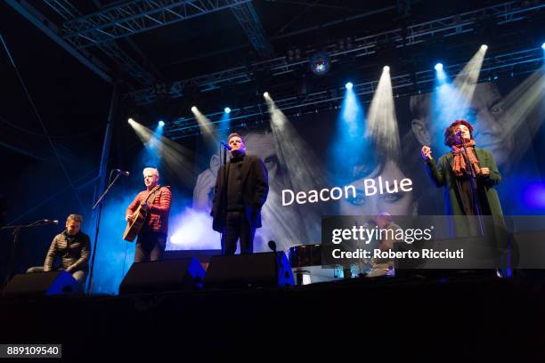Deacon Blue perform on stage during Sleep In The Park, a Mass Sleepout organised by Scottish social enterprise Social Bite to end homelessness in...