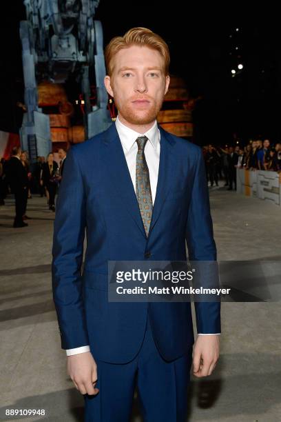 Domhnall Gleeson attends the premiere of Disney Pictures and Lucasfilm's "Star Wars: The Last Jedi" at The Shrine Auditorium on December 9, 2017 in...