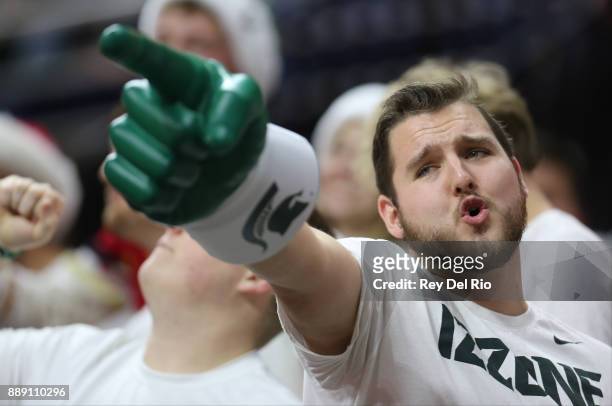 Izzone cheer on the Michigan State Spartans in the second half against the Southern Utah Thunderbirds at Breslin Center on December 9, 2017 in East...