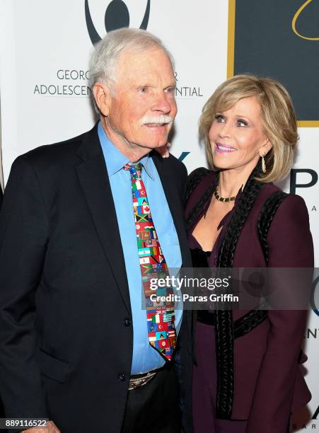 Ted Turner and Jane Fonda attend GCAPP 'Eight Decades of Jane' in celebration of Jane Fonda's 80th birthday at The Whitley on December 9, 2017 in...