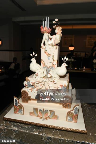 General view of Jane Fonda's birthday cake at GCAPP 'Eight Decades of Jane' in celebration of Jane Fonda's 80th birthday at The Whitley on December...