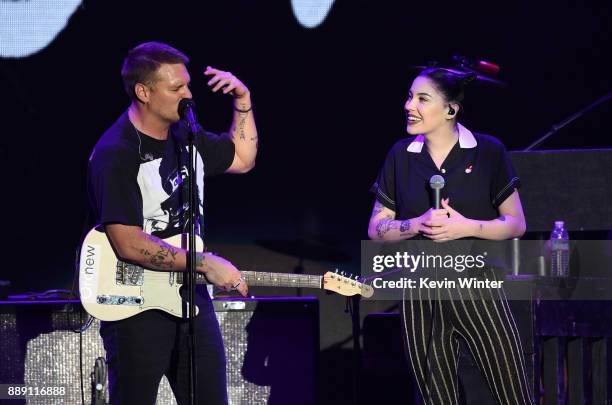 Nathan Willett and Bishop Briggs performs onstage with Cold War Kids during KROQ Almost Acoustic Christmas 2017 at The Forum on December 9, 2017 in...