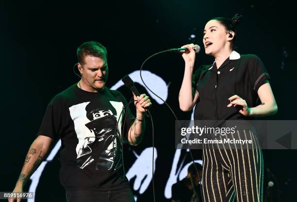 Nathan Willett of Cold War Kids performs with Bishop Briggs onstage during KROQ Almost Acoustic Christmas 2017 at The Forum on December 9, 2017 in...