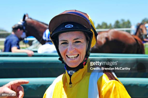 Rebeka Prest after winning the Kevin Hicks Real Estate Maiden Plate at Tatura Racecourse on December 10, 2017 in Tatura, Australia.
