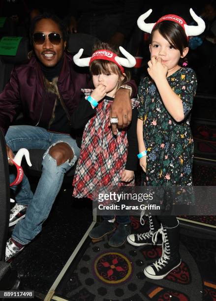 Rapper Future with movie-goers Beatrice VonWalsung and Vivian VonWalsung at "Ferdinand" special screening hosted by Future & FreeWishes Foundation at...
