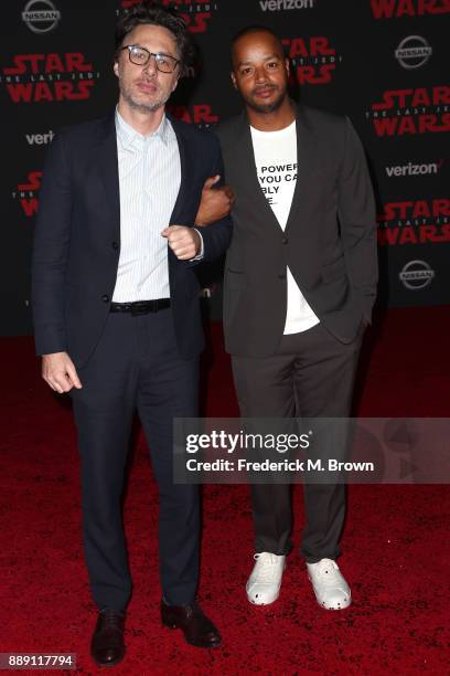 Zach Braff and Donald Faison attend the premiere of Disney Pictures and Lucasfilm's "Star Wars: The Last Jedi" at The Shrine Auditorium on December...