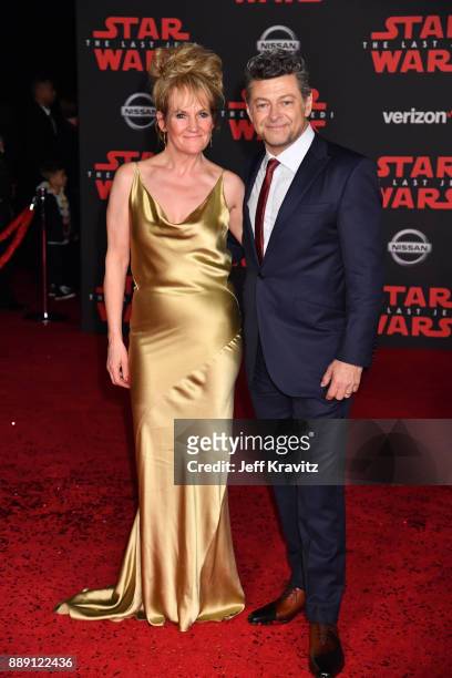 Andy Serkis and Lorraine Ashbourne attend the premiere of Disney Pictures and Lucasfilm's "Star Wars: The Last Jedi" at The Shrine Auditorium on...