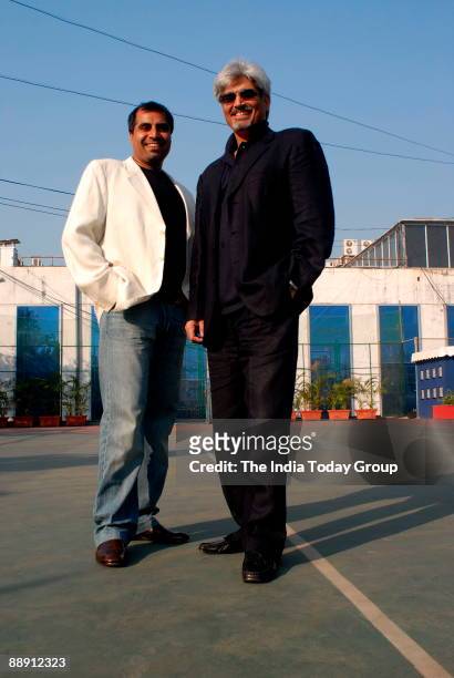 Shailendra Singh, Joint Managing Director with Harindra Singh, Vice Chairman & Managing Director, Percept Holdings poses outside office, in Mumbai,...