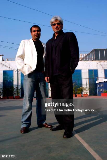 Shailendra Singh, Joint Managing Director with Harindra Singh, Vice Chairman & Managing Director, Percept Holdings poses outside office, in Mumbai,...