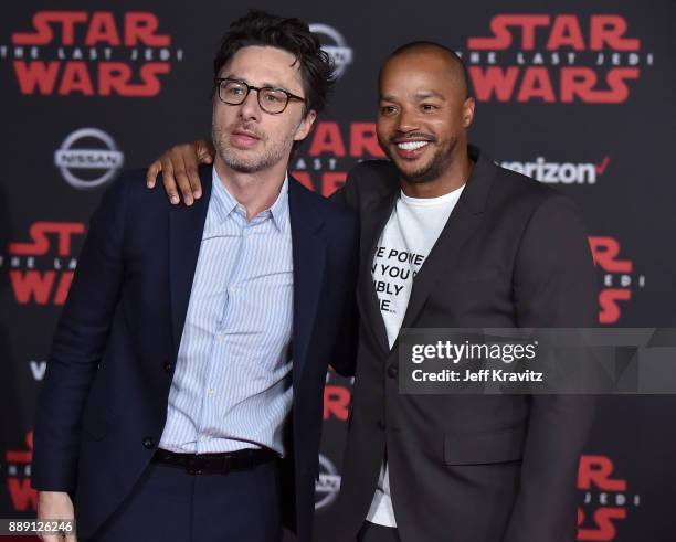 Zach Braff and Donald Faison attend the premiere of Disney Pictures and Lucasfilm's "Star Wars: The Last Jedi" at The Shrine Auditorium on December...