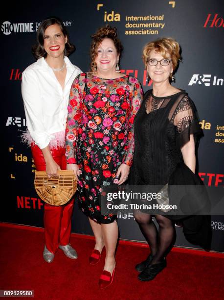 Kirsten Johnson, Abigail Disney and Gini Reticker at the 33rd Annual IDA Documentary Awards at Paramount Theatre on December 9, 2017 in Los Angeles,...