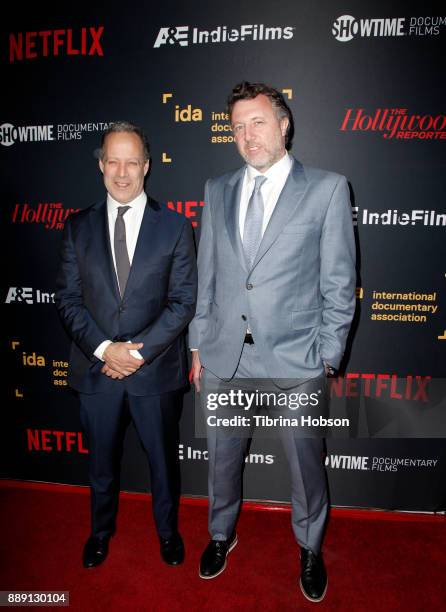 Sebastian Junger and Nick Quested at the 33rd Annual IDA Documentary Awards at Paramount Theatre on December 9, 2017 in Los Angeles, California.