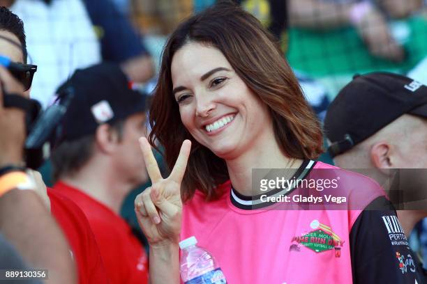 Denise Quinones, Miss Universe 2001, actress and singer participates to the Yadier Molina Celebrity Softball Game at Hiram Bithorn Stadium on...