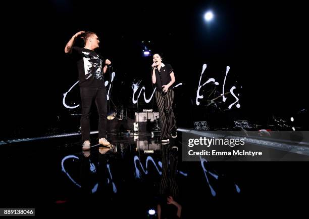 Nathan Willett of Cold War Kids performs with Bishop Briggs onstage during KROQ Almost Acoustic Christmas 2017 at The Forum on December 9, 2017 in...