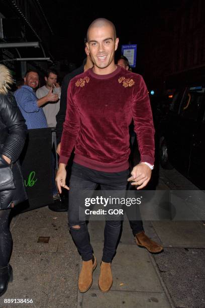 Max George leaving Bunga Bunga Covent Garden on December 9, 2017 in London, England.