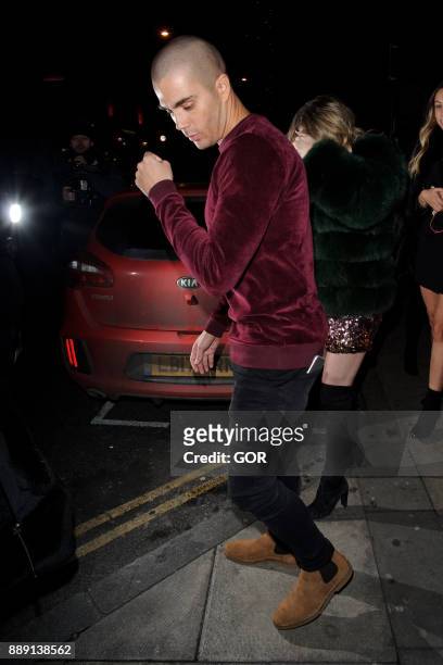 Max George leaving Bunga Bunga Covent Garden on December 9, 2017 in London, England.