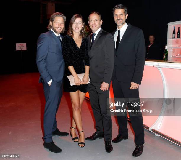 Sebastian Stroebel, german actor Wotan Wilke Moehring and his partner Cosima Lohse and Pasquale Aleardi attend the Ein Herz Fuer Kinder Gala...